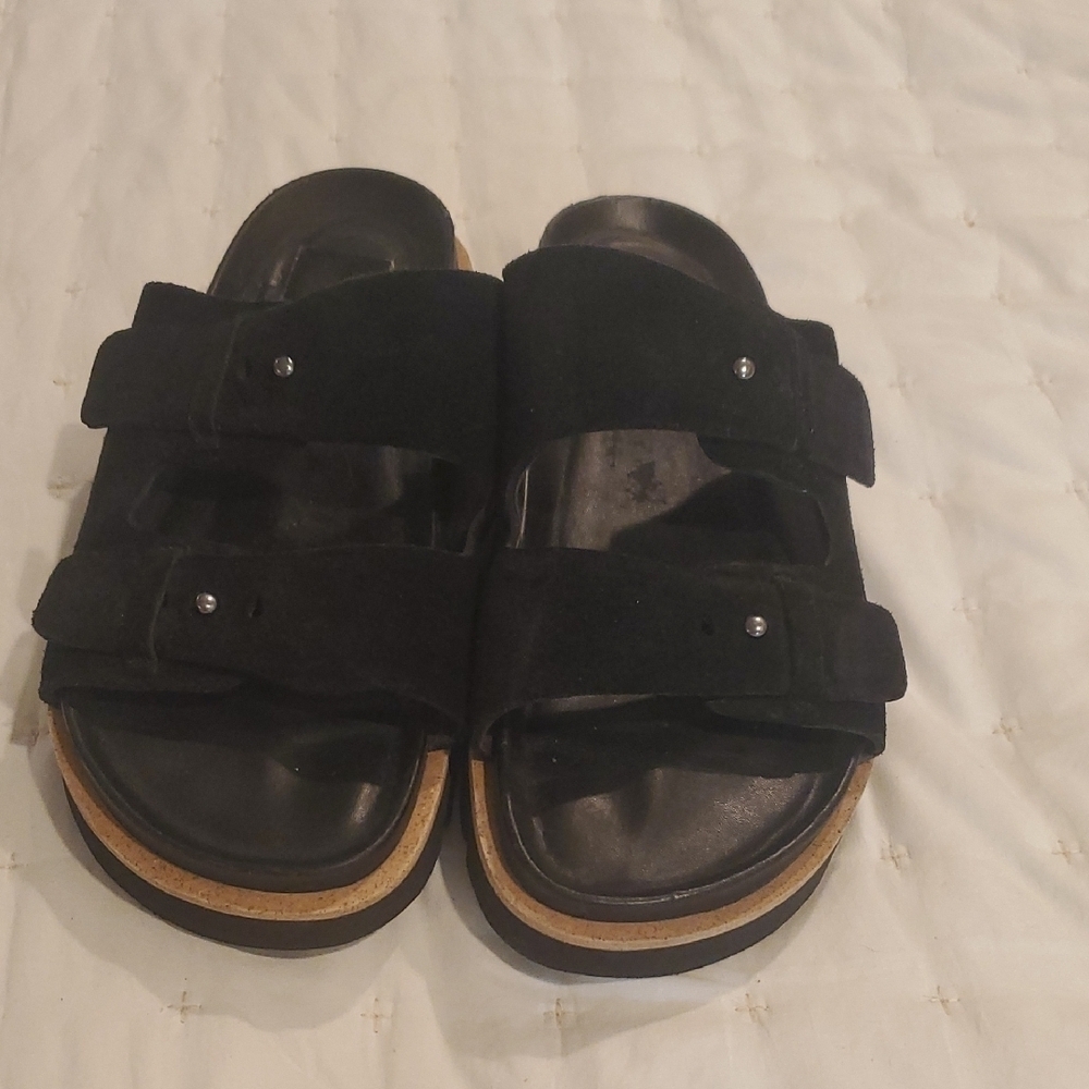 Vince Cypress Suede Black Sandals (27)